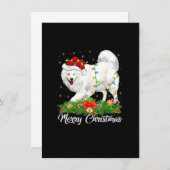 サモエド犬愛好家とマッチングするサンタ帽 サモエドのクリス 招待状 (正面/裏面)