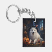 サモエド かぼちゃ ハロウィン おばけ キーホルダー (正面左)
