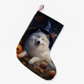 サモエド かぼちゃ ハロウィン おばけ スモールクリスマスストッキング (正面 (吊り時))