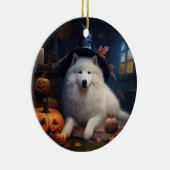 サモエド かぼちゃ ハロウィン おばけ セラミックオーナメント (右)