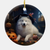サモエド かぼちゃ ハロウィン おばけ セラミックオーナメント (裏面)