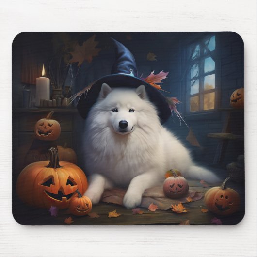 サモエド かぼちゃ ハロウィン おばけ マウスパッド (正面)