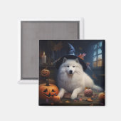 サモエド かぼちゃ ハロウィン おばけ マグネット (正面/裏面)