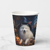 サモエド かぼちゃ ハロウィン おばけ 紙コップ (裏面)