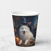 サモエド かぼちゃ ハロウィン おばけ 紙コップ (正面)