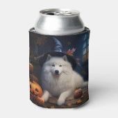 サモエド かぼちゃ ハロウィン おばけ 缶クーラー (缶正面)