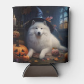 サモエド かぼちゃ ハロウィン おばけ 缶クーラー (正面)