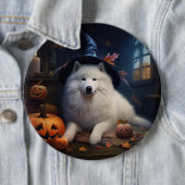 サモエド かぼちゃ ハロウィン おばけ 缶バッジ (インサイチュ)