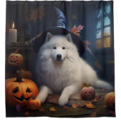 サモエド かぼちゃ ハロウィン スケアリー シャワーカーテン (正面)