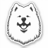 サモエド かわいい 愛らしい 顔 ステッカー - 笑顔のサミー シール (正面)