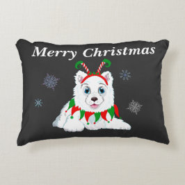 サモエド クリスマス エルフカチューシャ アクセントクッション