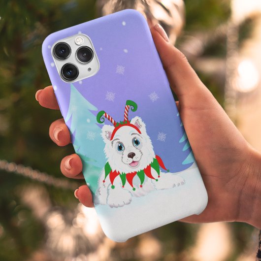 サモエド クリスマス エルフカチューシャ Case-Mate iPhoneケース