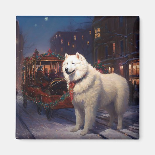 サモエド クリスマス マグネット (正面)
