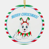 サモエド クリスマス 妖精のカチューシャ セラミックオーナメント (正面)