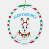 サモエド クリスマス 妖精のカチューシャ セラミックオーナメント (左)