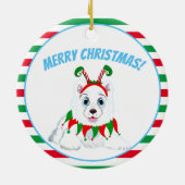 サモエド クリスマス 妖精のカチューシャ セラミックオーナメント (裏面)