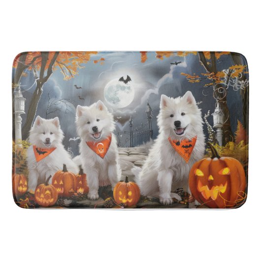 サモエド ハロウィン 怖い バスマット (正面)