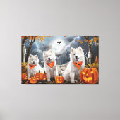 サモエド ハロウィーン スプーキー キャンバスプリント (正面)