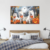 サモエド ハロウィーン スプーキー キャンバスプリント (インサイチュ (寝室))