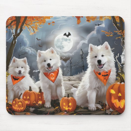 サモエド ハロウィーン スプーキー マウスパッド (正面)