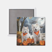 サモエド ハロウィーン スプーキー マグネット (正面/裏面)