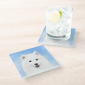 サモエド·パ絵画ピーさん-かわいいオリジナル犬の絵 ガラスコースター (アングル)