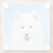 サモエド·パ絵画ピーさん-かわいいオリジナル犬の絵 ガラスコースター (裏面)