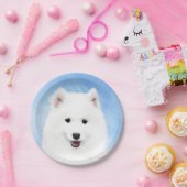 サモエド·パ絵画ピーさん-かわいいオリジナル犬の絵 ペーパープレート (パーティー)