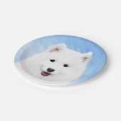 サモエド·パ絵画ピーさん-かわいいオリジナル犬の絵 ペーパープレート (アングル)