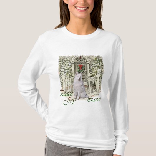 サモエド ラバー クリスマス Tシャツ (正面)