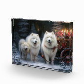 サモエド 雪のそり クリスマスの飾り付け フォトブロック (右)