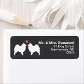 サモエードドッグシルエットとハート差出人住所 ラベル (インサイチュ)