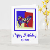 サモエードドッグレッドブルーイエロー誕生日カード カード (黄色い花)