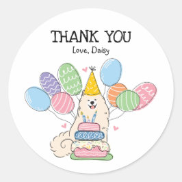 サモエードドッグ誕生日パーティーメッセージカードシール ラウンドシール