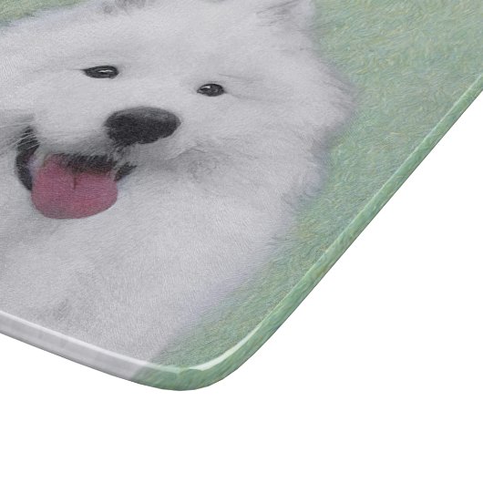 サモエ絵画ドさん-かわいいオリジナルの犬の絵 カッティングボード (角)