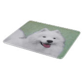 サモエ絵画ドさん-かわいいオリジナルの犬の絵 カッティングボード (角)