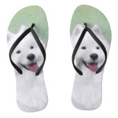 サモエ絵画ドさん-かわいいオリジナルの犬の絵 ビーチサンダル (ソール)