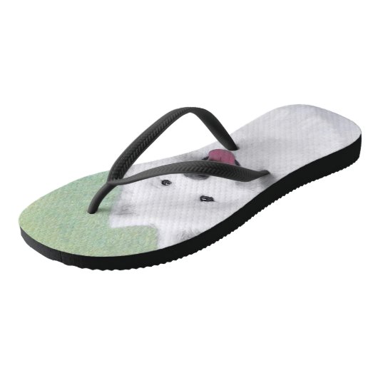 サモエ絵画ドさん-かわいいオリジナルの犬の絵 ビーチサンダル (アングル)