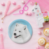 サモエ絵画ドさん-かわいいオリジナルの犬の絵 ペーパープレート (パーティー)