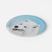 サモエ絵画ドさん-かわいいオリジナルの犬の絵 ペーパープレート (アングル)