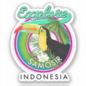 サモシル島インドネシア旅行ロゴを探索 シール (正面)