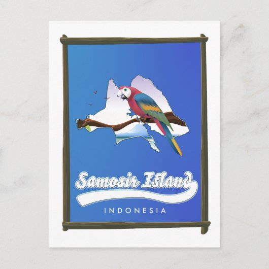 サモシール島インドネシア旅行地図 シーズンポストカード (正面)