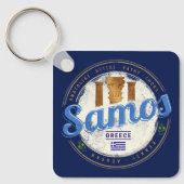 サモス島インギリシャのレトロヴィンテージ休暇 キーホルダー (正面)