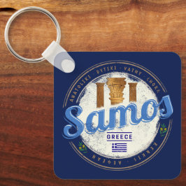サモス島インギリシャのレトロヴィンテージ休暇 キーホルダー