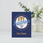 サモス島インギリシャのレトロヴィンテージ休暇 シーズンポストカード (スタンド正面)