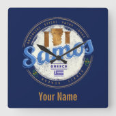 サモス島インギリシャのレトロヴィンテージ休暇 スクエア壁時計 (正面)