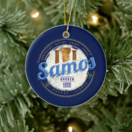 サモス島インギリシャのレトロヴィンテージ休暇 セラミックオーナメント