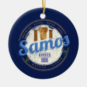 サモス島インギリシャのレトロヴィンテージ休暇 セラミックオーナメント (正面)