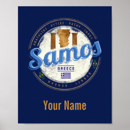 サモス島インギリシャのレトロヴィンテージ休暇 ポスター