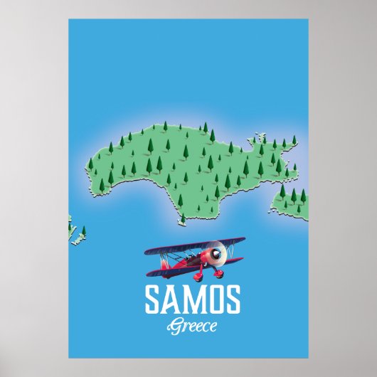 サモス ギリシャ 島 地図 ポスター (正面)